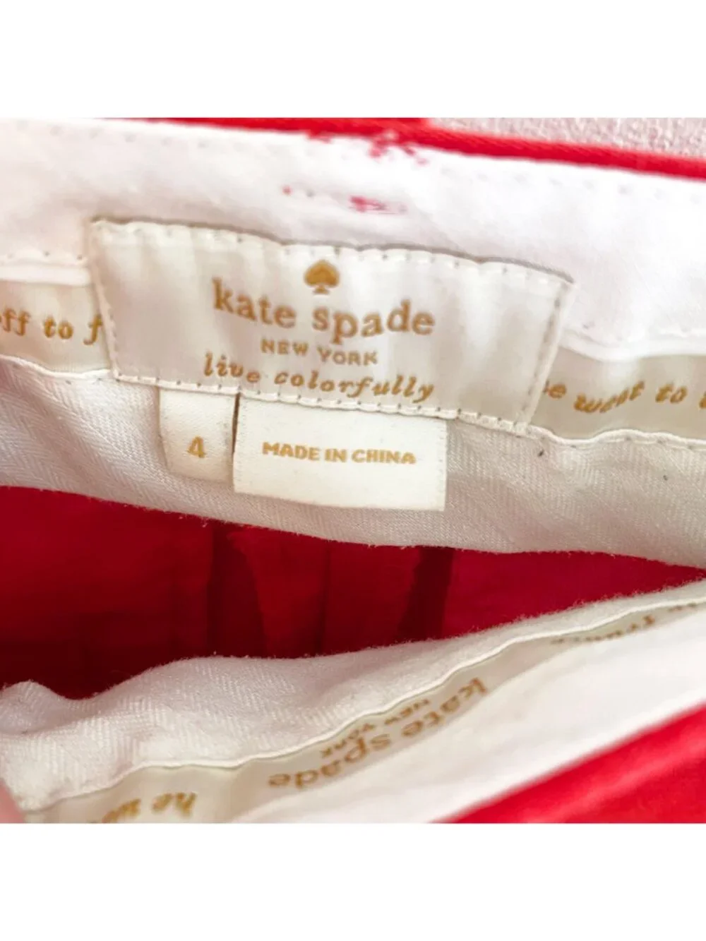 Kate Spade Jackie Bow Cropped Red Pants, Size 4